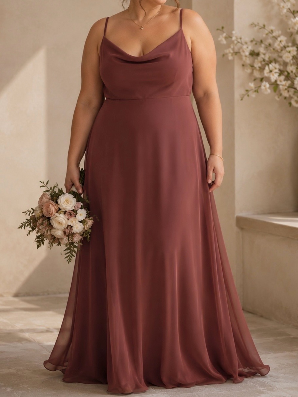 NWT Jenny Yoo Collection ‘Colby’ Dress in “Cinnamon Rose” Luxe Chiffon Size 18